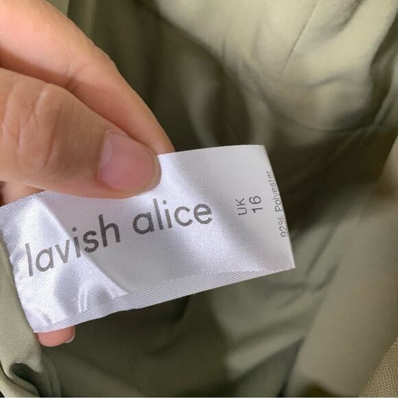 Lavish Alice green sage halter flare‎ leg jumpsuit size 12 - Picture 10 of 12